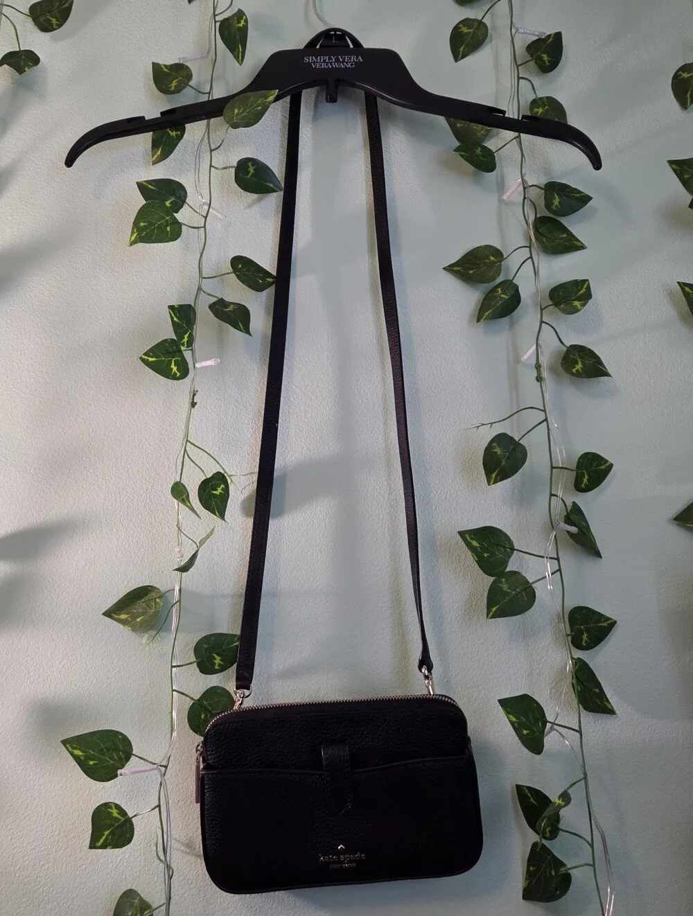 Kate Spade Leila Crossbody Bag Black Pebbled Leather Small Chic Everyday